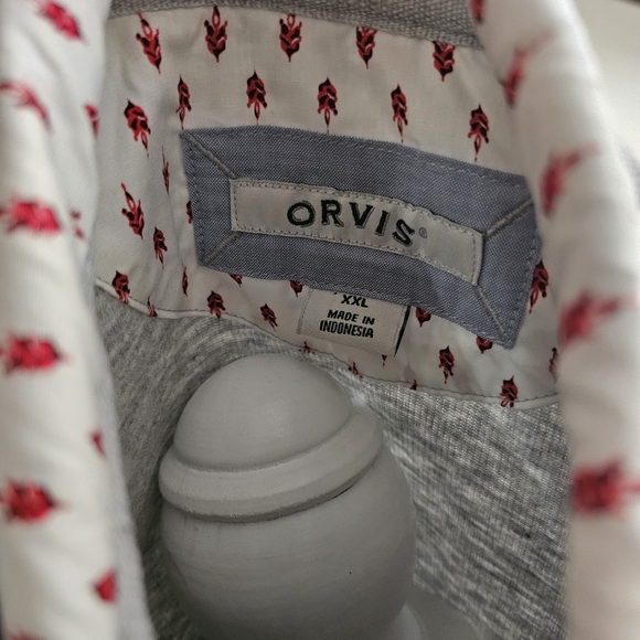 Orvis autumn Fall Gray print 1/4 zip sweater - Picture 4 of 7